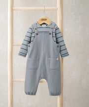 Striped Dungarees & Bodysuit Set (2 Pieces) – Blue