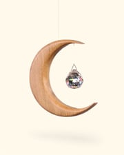 Crystal and Wood Moon Shaped Suncatcher