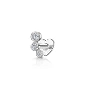 9k solid white gold Dew Drop climber flat back labret stud earring 6mm