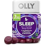 OLLY Sleep Gummy, Occasional Sleep Support, 3 mg Melatonin, L-Theanine, Chamomile, Lemon Balm, Sleep Aid, Blackberry, 50 Count
