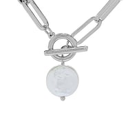 C&B Paperclip Chain Pearl Closure Necklace