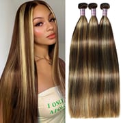 Ishow 100% Unprocessed Raw Human Hair Bundles 15A Premium Human Hair Bundles P4/27 Honey Blonde Straight Hair