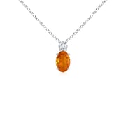 Oval Orange Sapphire Solitaire Pendant with Diamond