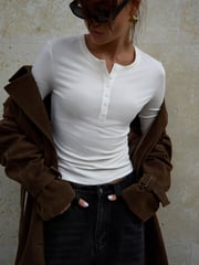 Jersey longsleeve with buttons on the collar