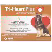 Tri-Heart Plus for Dogs - ivermectin|pyrantel - 51-100 lbs (6 Chewable Tablets) - [Heartworm Prevention]