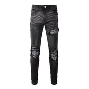 Black Bandana Ripped Patchwork Jeans