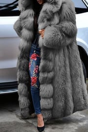 Grey Casual Solid Patchwork Cardigan Hooded Collar Outerwear