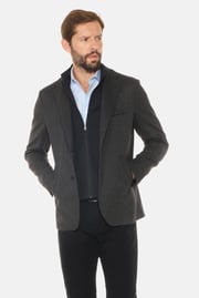 Performance Bamboo Blazer, Dark Grey Herringbone