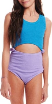 Andy & Evan Girls' Textured Cut-Out One-Piece Swimsuit