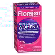 Florajen, Triple Action Women's Pre Plus Probiotic Plus Cranberry, 30 Caps