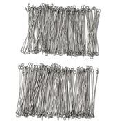 304 Stainless Steel Eye Pins, Stainless Steel Color, 22 Gauge, 50x0.6mm, Hole: 2mm