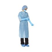 Medline Polyethylene Gowns with Thumb Loop, Blue, Universal Size, 15/BX (CRI5010Z)