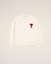 White Wool Ami De Coeur Crewneck Sweater