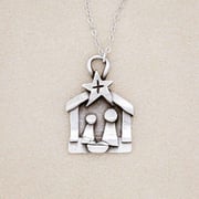 A Savior is Born Nativity Necklace (Pewter)