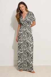 LTS Tall Black Abstract Wrap Maxi Dress