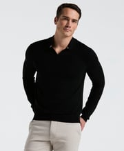 Tech Knit Open Collar Sweater Polo Long Sleeve