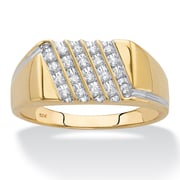 Round Diamond Men's Multi-Row Diagonal Grid Ring 1/5 TCW in Solid 10k Yellow Gold