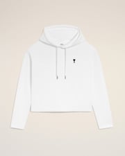 White Cotton Contrasted Ami De Coeur Hoodie