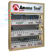 Amana Tool AMS-CNC-60 CNC Master Router Bit Collection Includes 57 SKUs and LED Illuminated, Mirrored Interior and Solid Wood Display