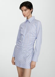 Striped shirt dress with zip - Women | MANGO OUTLET USA