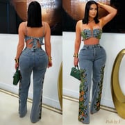 Zen denim pants set (Blue/green)