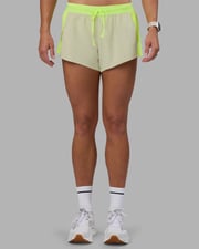 Accelerate 3" Running Short - Lime Glo-Shale Beige