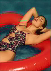 Heart Bandeau Swimsuit - Very Cherry