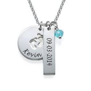 Blooming Birth Flower Initial Necklace with Birthstone in Sterling Silver