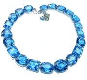 155.2 grams  Blue Paris Sky  295.5 carat Swiss Blue Topaz   .925 Sterling Silver handmade Large  Solid Statement necklace