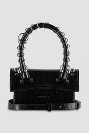 Leather hand bag with shoulder strap