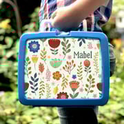 Personalised Retro Plastic Scandi Flower Lunchbox