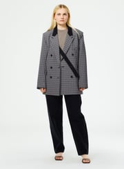 Double Faced Menswear Check Double Breasted Blazer