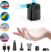 Mini Air Pump with LED Light, 5 Nozzles & 4000mAh Rechargeable Power Bank
