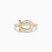 Novelty 14K Yellow Gold Diamond Horseshoe Ring