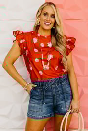 The Shawnda Floral Ruffle Trim Blouse