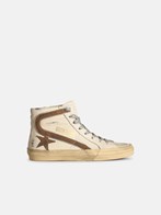 'SLIDE' WHITE LEATHER SNEAKERS