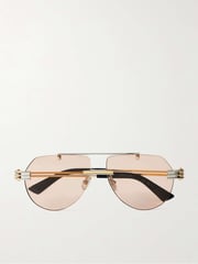 Aviator-style gold and silver-tone sunglasses - silver - One Size