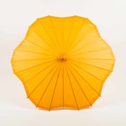 Large 32" Orange Paper Parasol Umbrella, Scallop Blossom Shaped with Elegant Handle