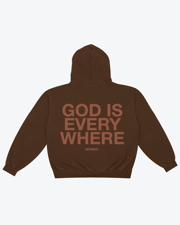 GOD IS EVERYWHERE HOODIE IN CHOCOLATE