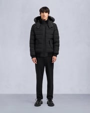 ONYX SCOTCHTOWN SHEARLING BOMBER JACKET-BLACK/ICE