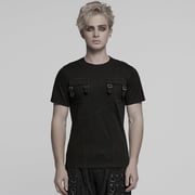 Men's Punk Pocket Denim T-shirt