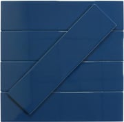 In Collection Plain Blue 3x12 Glossy Ceramic Subway Tile