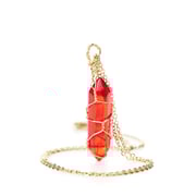 Wire Wrapped Red Carnelian Crystal Necklace