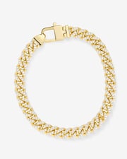 Pavé Julian Cuban Chain Bracelet 6.8mm - Gold|White Diamondettes