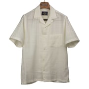 Grain camp collar shirt in cream checked cotton gauze