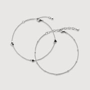 Heart and Beaded Chain Bracelet Set