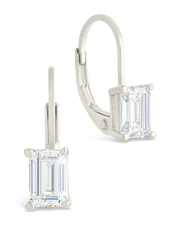 Sterling Silver Emerald Cut French Clip Earrings