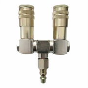 Double Swivel Manifold with Two 1/4 Inch Steel Industrial Couplers & One 1/4 Inch Steel Plug Kit