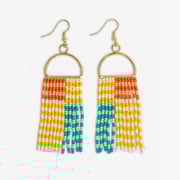 Allison Horizontal Striped Grid Beaded Earrings Amalfi