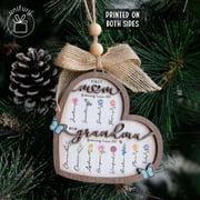 First Mom Now Grandma Custom Shape Wooden Ornament - Birth Flower - Gifts For Grandma, Dog Cat Lovers